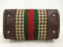 ◆美品◆GUCCI グッチ◆シェリー◆千鳥格子◆キャンバス レザー 本革◆ミニ ボストン バッグ◆茶系 ゴールド金具◆イタリア製◆A4157_画像5