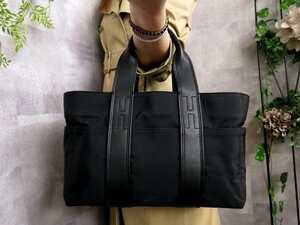 ●超美品●HERMES エルメス●アカプルコPM●ナイロン カーフ レザー 本革●ハンド バッグ●黒●SV金具●腕掛け●B5 書類 かばん●Js44894