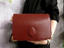 ●超美品●Cartier カルティエ●マスト●ロゴ型押し●カーフ レザー 本革●セカンド クラッチ バッグ●ボルドー●G金具●かばん●Js44954_画像1