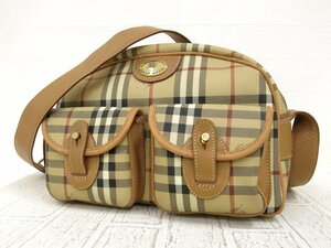 ◆美品◆BURBERRY バーバリー◆ノバチェック◆PVC カーフ レザー 本革◆ショルダー バッグ◆ベージュ ゴールド金具◆ダブルポケット◆A4194