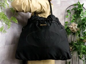 ●超美品●PRADA プラダ●ロゴジャガード●ポコノ ナイロン カーフ レザー 本革●トート バッグ●黒●G金具●A4 収納 かばん●Js44893