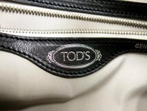 ●超美品●TOD'S トッズ●ロゴ型押し●バイカラー●カーフ レザー 本革●ハンド バッグ●オフホワイト 黒●シルバー金具●腕掛け●Js45041_画像7