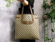 ●超美品●GUCCI オールド グッチ●GGスプリーム●ロゴ金具●PVC カーフ レザー●トート バッグ●ベージュ ブラウン●G金具●A4●Js45066_画像1