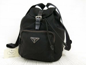 ◆美品◆PRADA プラダ◆ナイロン カーフ レザー 本革◆リュック サック バックパック◆ブラック シルバー金具◆イタリア製◆A4210