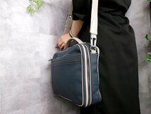 超美品●LOEWE ロエベ●メンズ●リピートアナグラム●PVC カーフ レザー 本革●2way ビジネス ブリーフケース●ネイビー●かばん●Js45015_画像3