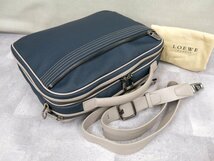 超美品●LOEWE ロエベ●メンズ●リピートアナグラム●PVC カーフ レザー 本革●2way ビジネス ブリーフケース●ネイビー●かばん●Js45015_画像4