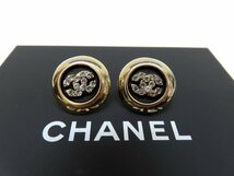 ◆超美品◆CHANEL シャネル◆ココマーク◆ラインストーン◆ピアス◆ブラック G金具◆ヴィンテージ◆アクセサリー◆ケース付き◆A4242_画像1