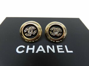 ◆超美品◆CHANEL シャネル◆ココマーク◆ラインストーン◆ピアス◆ブラック G金具◆ヴィンテージ◆アクセサリー◆ケース付き◆A4242