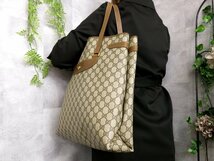 ●超美品●GUCCI オールド グッチ●GGスプリーム●ロゴ金具●PVC カーフ レザー●トート バッグ●ベージュ ブラウン●G金具●A4●Js45066_画像3