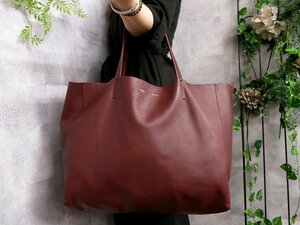 ●超美品●CELINE セリーヌ●ホリゾンタル カバ●カーフ レザー 本革●ハンド トート バッグ●バーガンディ●肩掛け●A4 書類●Js45264