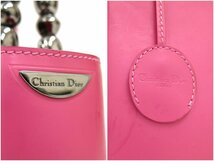 ◆美品◆Christian Dior クリスチャン・ディオール◆マリスパール◆エナメル パテント レザー 本革◆ハンド バッグ◆ピンク SV金具◆A4407_画像8