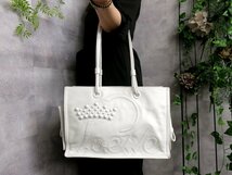 ●超美品●LOEWE ロエベ●ショッパー●クラウンスタッズ●カーフ レザー 本革●トート バッグ●白●肩掛け●B5 収納●書類 かばん●Js45254_画像1