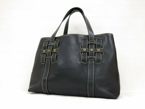 ◆美品◆CELINE セリーヌ◆マカダム◆カーフ レザー 本革◆トート ハンド バッグ◆ブラック ゴールド金具◆ステッチ◆腕掛け◆A4404