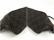 ◆美品◆GUCCI グッチ◆GGデニム カーフ レザー 本革◆ミニ ハンド バッグ アクセサリーポーチ◆ダークブラウン SV金具◆イタリア製◆A4346_画像6