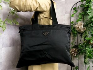 ●超美品●PRADA プラダ●三角ロゴプレート●ポコノ ナイロン●トート バッグ●黒●SV金具●イタリア製●肩掛け●A4 書類 かばん●Js45191