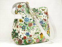 ◆美品◆GUCCI オールド グッチ◆フローラ◆キャンバス レザー 本革◆ショルダー バッグ◆白 クリーム◆イタリア製◆ヴィンテージ◆A4364_画像1