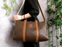 ●美品●CELINE セリーヌ●マカダム●PVC カーフ レザー 本革●2way ボストン バッグ●ブラウン●G金具●ヴィンテージ●大容量●Js45265_画像2