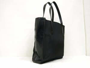 ◆PRADA プラダ◆ナイロン カーフ レザー 本革◆トート ハンド バッグ◆ブラック シルバー金具◆イタリア製◆腕掛け◆B5 収納◆A4467