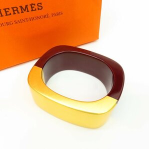 ◆美品◆HERMES エルメス◆バイカラー◆バングル ブレスレット◆ボルドー ゴールド◆Mサイズ◆スクエア◆アクセサリー◆A4453の画像2