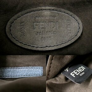 ●超美品●FENDI フェンディ●セレリア●ロゴ型押し●カーフ レザー 本革●ショルダー バッグ●ブルーグレー●SV金具●斜め掛け●Js45410の画像9