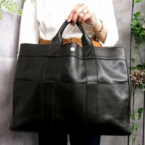 超美品●HERMES エルメス●フールトゥMM●C□E●オール レザー 本革●トート バッグ●黒●シルバー金具●腕掛け●A4 収納 かばん●Js45469の画像2