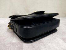 ●超美品●CELINE セリーヌ●馬車金具●フラップ●カーフ レザー 本革●ワンショルダー バッグ●ダークネイビー●G金具●肩掛け●Js45328_画像7