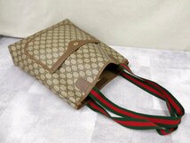 超美品●GUCCI オールド グッチ●シェリー●GGスプリーム●PVC カーフ レザー 本革●トート バッグ●ブラウン ベージュ●A4 収納●Js45343_画像4