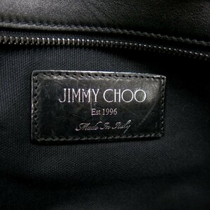 ●超美品●JIMMY CHOO ジミーチュウ●デリー●スターエンボス●カーフ レザー 本革●ボディ バッグ●グレー 黒●斜め掛け●かばん●Js45363の画像9