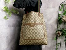 超美品●GUCCI オールド グッチ●シェリー●GGスプリーム●PVC カーフ レザー 本革●トート バッグ●ブラウン ベージュ●A4 収納●Js45343_画像1