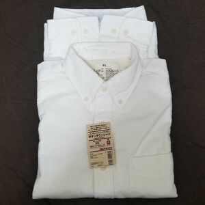 無印良品 MUJI オーガニックコットンフランネル ボタンダウンシャツ XS 紳士 白 長袖 レギュラー 
