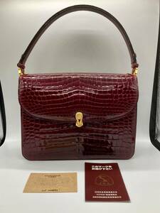 D8237★Myline Galhaud Paris クロコダイル ハンドバッグ ショルダーバッグ ボルドー系 JRA★中古品