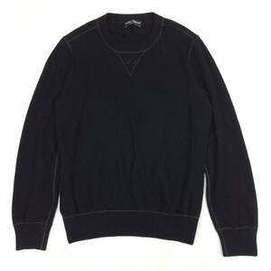  Ran way DOLCE&GABBANA Dolce & Gabbana soft knitted ribbed high gauge V gadget DG Logo knitted sweater 52=XL~XXL black 