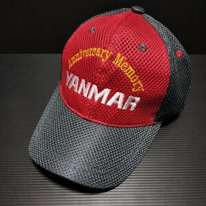 ● ヤンマー「YANMAR メッシュ　キャップ」刺繍　ロゴ　帽子 グレー系／赤