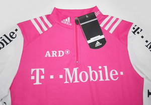 Новая итальянская футболка Adidas с коротким рукавом очень редкая команда Jersey T Mobile T-Mobile Pink White S ~ M Marathon Rare Slim