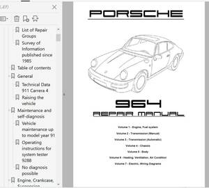 ポルシェ 911 964 カレラ2-4 総合ワークショップマニュアル Ver1 整備書 配線図 パーツリスト付き　修理書 