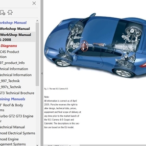 ポルシェ 911 997 ワークショップマニュアル Ver1 ( 整備書 ) 配線図 ボディー修理 その他 内容充実！ 修理書の画像7