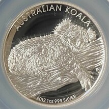 2012 オーストラリア ハイレリーフ コアラ 1豪ドル 銀貨 1オンス プルーフ NGC PF70 UC 最高鑑定 完全未使用品_画像3