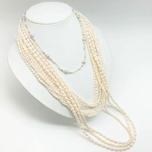 「淡水パールネックレスおまとめ」m 約200g 真珠 ケシ バロック ベビー pearl Pearl necklace jewelry silver DA0
