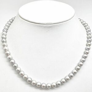 「アコヤ本真珠ネックレス」m ◎重量約29g 約6.5~7.0mm珠 約44.0cm pearl necklace jewelry accessory silver DA0
