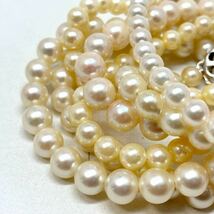 ［アコヤ本真珠ブレスレット5点おまとめ］m 重量約84.0g 約5.5〜7.5mm ベビー 真珠 2連 pearl bracelet jewelry accessory silver DA0_画像2