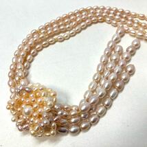 大珠有!!「淡水パールネックレスおまとめ」m 約412.0g 真珠 ポテト オーバル ロング pearl Pearl necklace pink long silver DA0_画像2