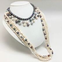 「淡水パールネックレスおまとめ」a 約271.5g 真珠 ケシ バロック ベビー pearl Pearl necklace jewelry silver DA0_画像1