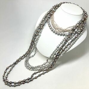［淡水パールネックレス5点おまとめ］a 重量約332g 真珠 ポテト オーバル necklace accessory jewelry silver DA0の画像1