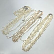 ［淡水パールネックレス5点おまとめ］a 重量約269.0g 真珠 オーバル ケシ 大ぶり ロング necklace accessory jewelry silver DA0_画像7