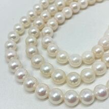 ［アコヤ本真珠ネックレス3点おまとめ］a 重量約84.0g 約6.5~7.0mm珠 真珠 パール pearl necklace accessory jewelry silver DA0_画像2