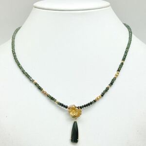「K18トルマリンネックレス」a 重量約11g 約44.5cm tourmaline jewelry green pink 18金 parts DH5