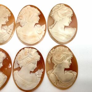 「シェルカメオおまとめ」a◎重量約72.5g裸石 ジュエリー jewelry shell cameo CAMEO 貴婦人 ブローチ broach 彫刻 作家物の画像4