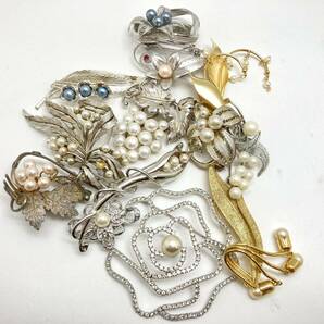 「パールブローチおまとめ」m約334g パール 大ぶり CZ カラーストーン broach accessory jewelry silver CE0 の画像4