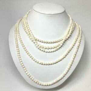 ［アコヤ本真珠ネックレス4点おまとめ］m 重量約102.0g 約3.5~5.5mm珠 真珠 ベビーパール pearl necklace accessory jewelry silver DA0