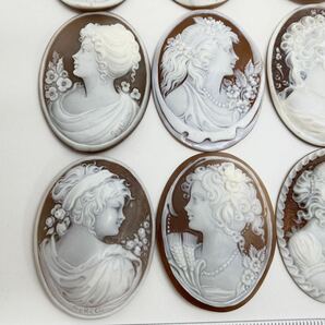 「シェルカメオおまとめ」a 重量約58g 裸石 ジュエリー jewelry shell cameo CAMEO 貴婦人 ブローチ broach 彫刻 作家物 DB6の画像2